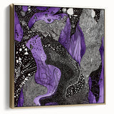 Framed canvas art depicting abstract strokes in silver and gold colors, showcasing a modern and elegant design suitable for contemporary home decor.