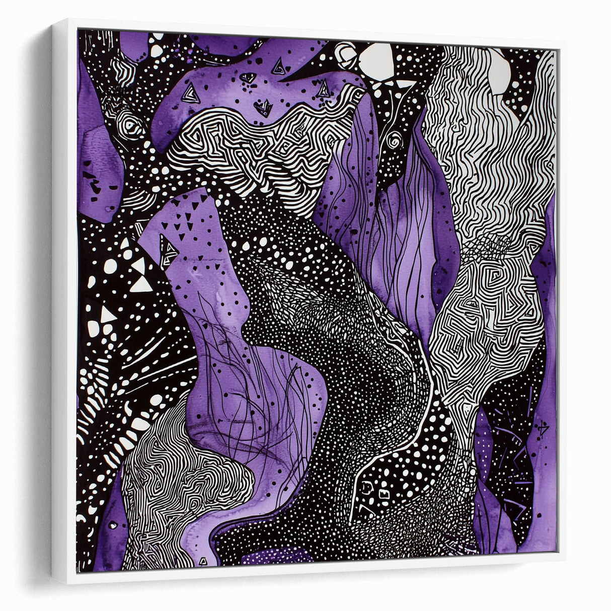 Framed abstract strokes canvas artwork showcasing a modern design with white tones and dynamic brushwork, perfect for contemporary interior decor.