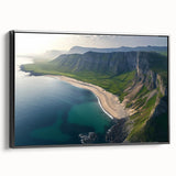 Framed canvas art depicting a dramatic landscape with cliffs, showcasing rich colors and textures, perfect for enhancing modern home decor.