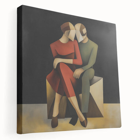Modern Bedroom Art – Geometric Romantic Couple Canvas Wall Decor