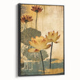 Framed abstract floral wall art displaying vibrant colors and intricate patterns, showcased in a sleek black frame from a side view, perfect for modern decor.