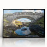 Framed acrylic artwork depicting a serene landscape bridge scene, featuring vibrant colors and fine details, perfect for enhancing home decor or office space.
