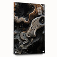 Large abstract wall art on acrylic glass featuring swirling blue and gray tones, suitable for bedroom or dining room decor.