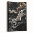 Black and white landscape art painting on framed canvas, featuring natural close-up elements, ideal for bedroom wall decor.