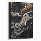 Black and white landscape art painting on framed canvas, featuring natural close-up elements, ideal for bedroom wall decor.