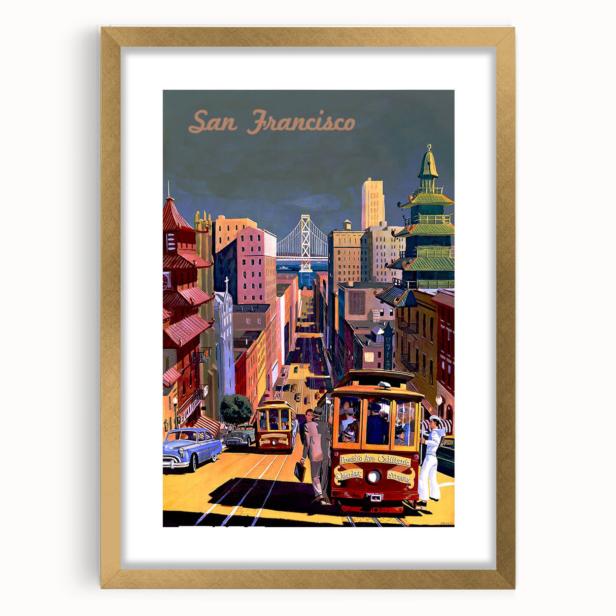 Vintage San Francisco Travel Poster - Cable Cars & City Views