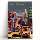 Vintage San Francisco Travel Poster - Cable Cars & City Views