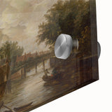 Town with River Realism Art Print - Serene Dutch Landscape Scene