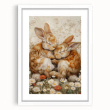 Cuddling Bunnies - Kids Room Wall Art Canvas and Framed Options