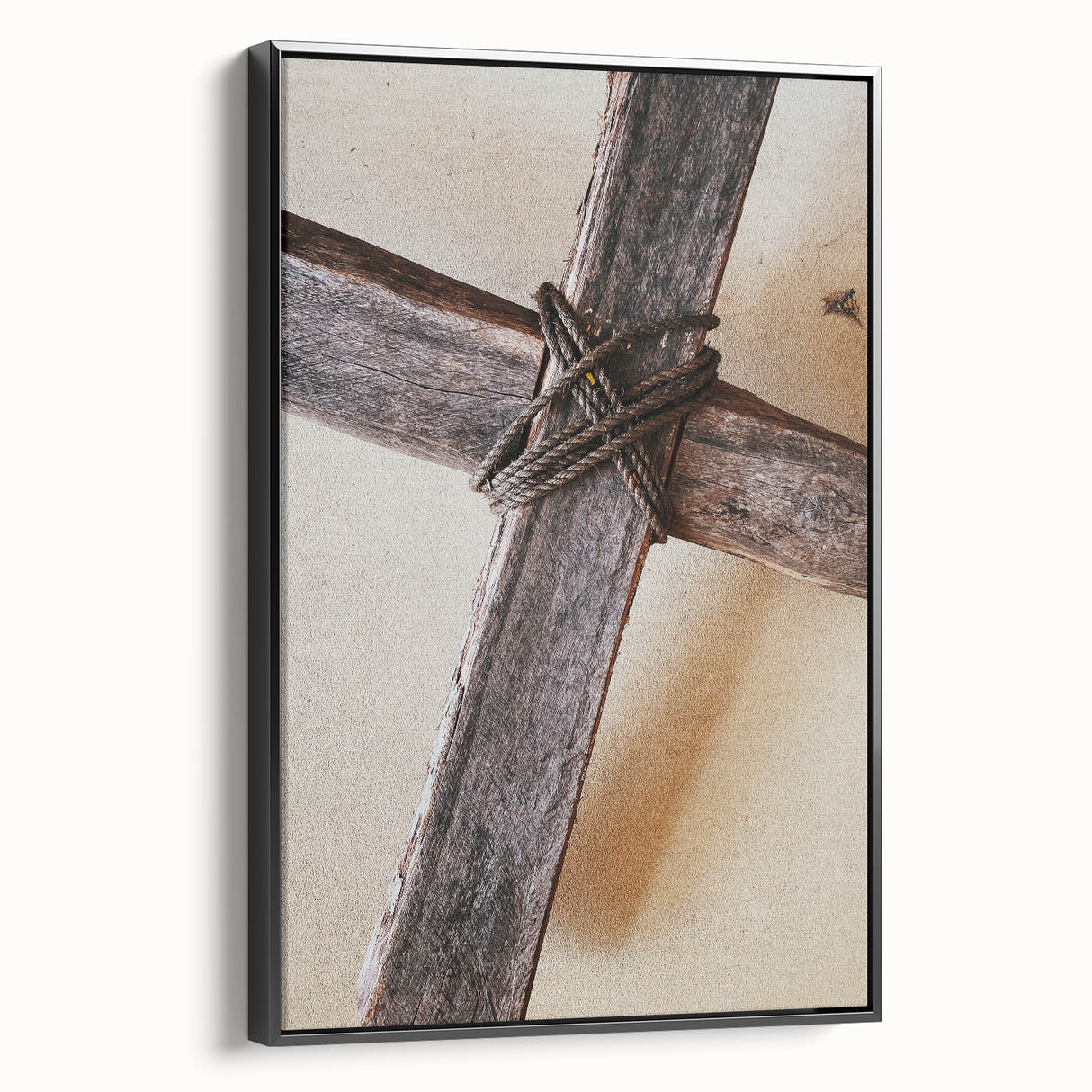 Black and white framed canvas featuring a vintage landscape painting, ideal for bedroom wall decor.