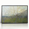 Large abstract wall art featuring swirling blue and yellow patterns on a black framed acrylic.