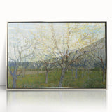 Large acrylic print of a Van Gogh-inspired painting in pastel shades, framed in silver, suitable for modern art wall decor.