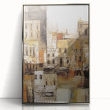 Framed abstract architecture wall art in sleek silver acrylic, showcasing geometric shapes and modern design, perfect for contemporary interior decor.