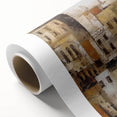 Abstract architectural wall art on rolled canvas, showcasing geometric shapes in vibrant colors, ideal for modern home decor. Packaged securely in a sturdy tube for easy transport.