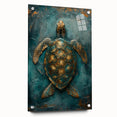 Abstract figurative wall art displayed in a side view, showcasing vibrant colors and intricate details on acrylic glass, secured with decorative pins for a modern aesthetic.