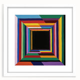 Abstract geometric frame design with a white mat, showcasing a modern artistic aesthetic, perfect for contemporary home decor or gallery displays.