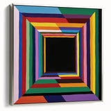 Framed abstract geometric canvas art in silver, showcasing a modern design with sharp lines and shapes, ideal for contemporary home decor.