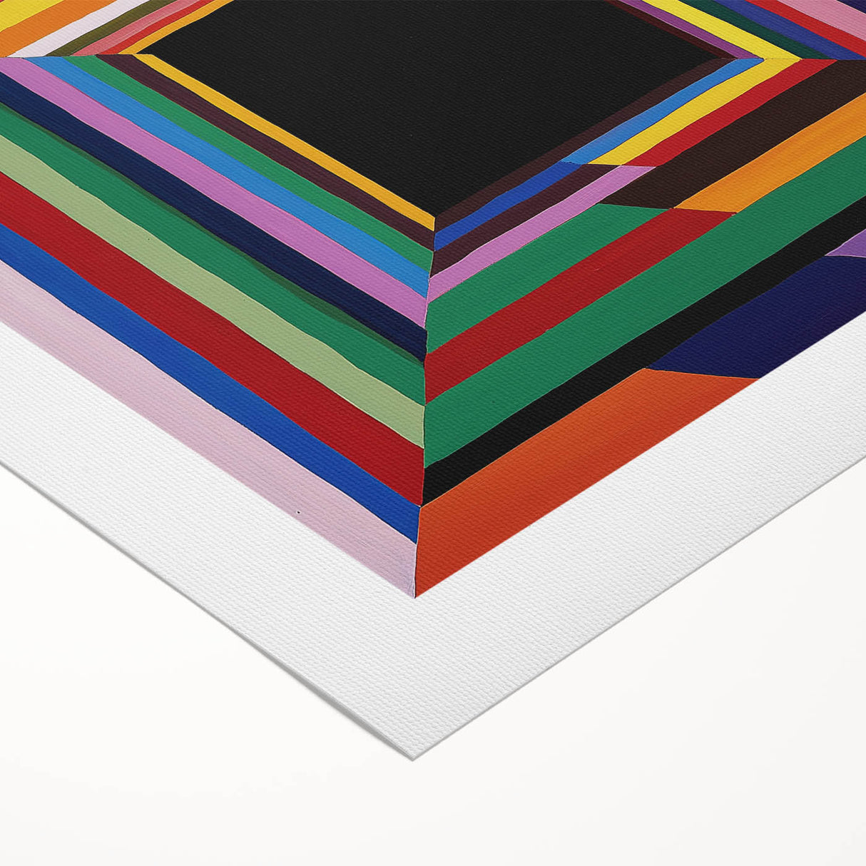 Abstract geometric rolled canvas artwork showcasing vibrant colors and intricate shapes, perfect for modern home decor. Packaged securely in a durable tube for easy transport.