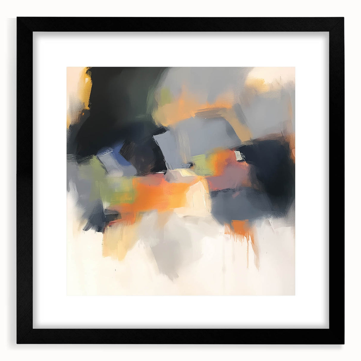Large Abstract Wall Art – Urban Spectrum in Gray, Orange & Olive