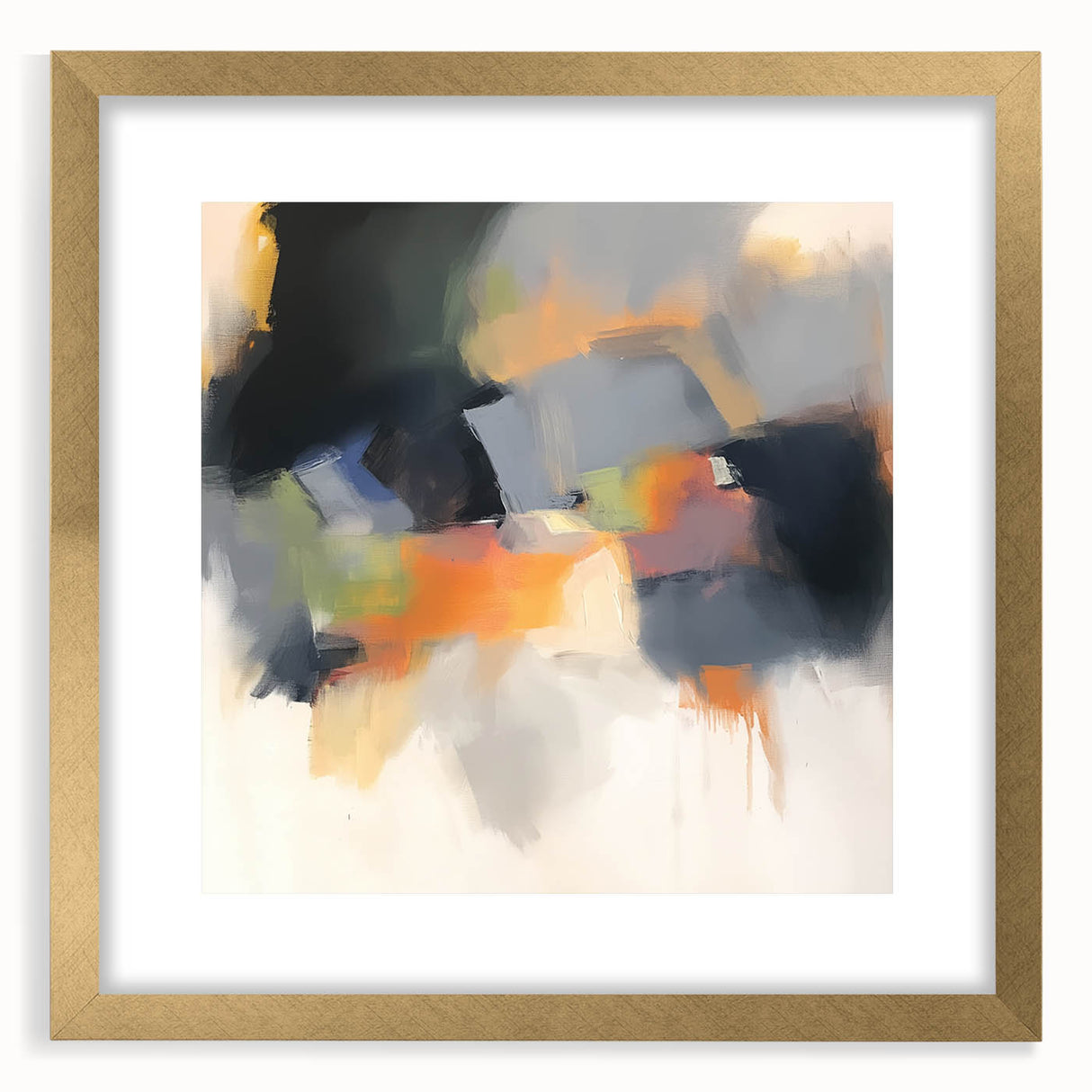 Large Abstract Wall Art – Urban Spectrum in Gray, Orange & Olive