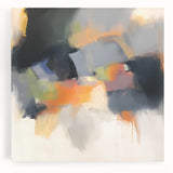 Large Abstract Wall Art – Urban Spectrum in Gray, Orange & Olive