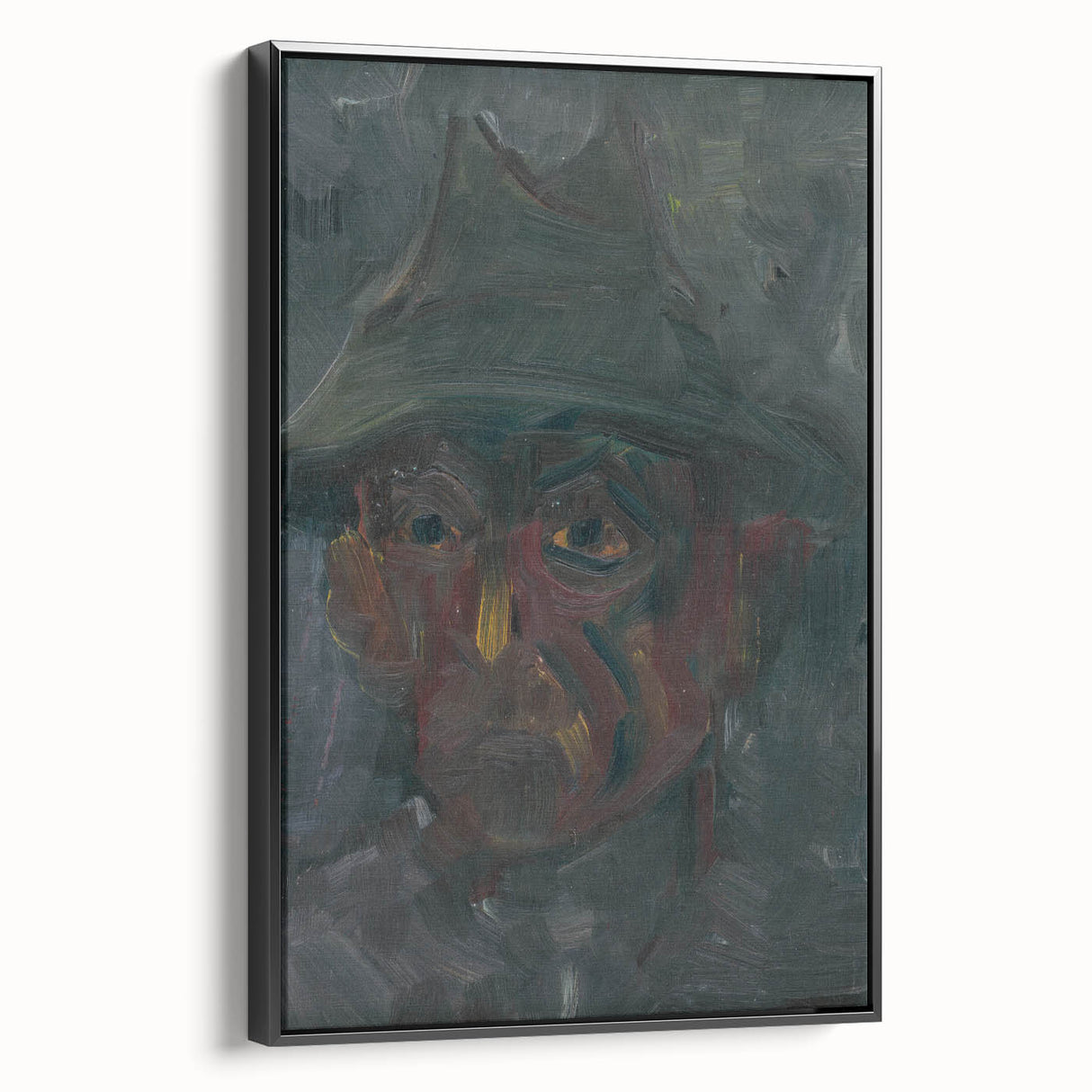 Head of a Man in a Hat - Dark Expressionist Wall Art