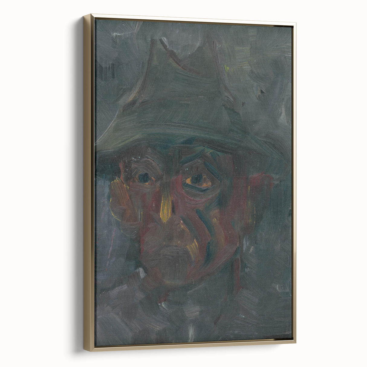 Head of a Man in a Hat - Dark Expressionist Wall Art