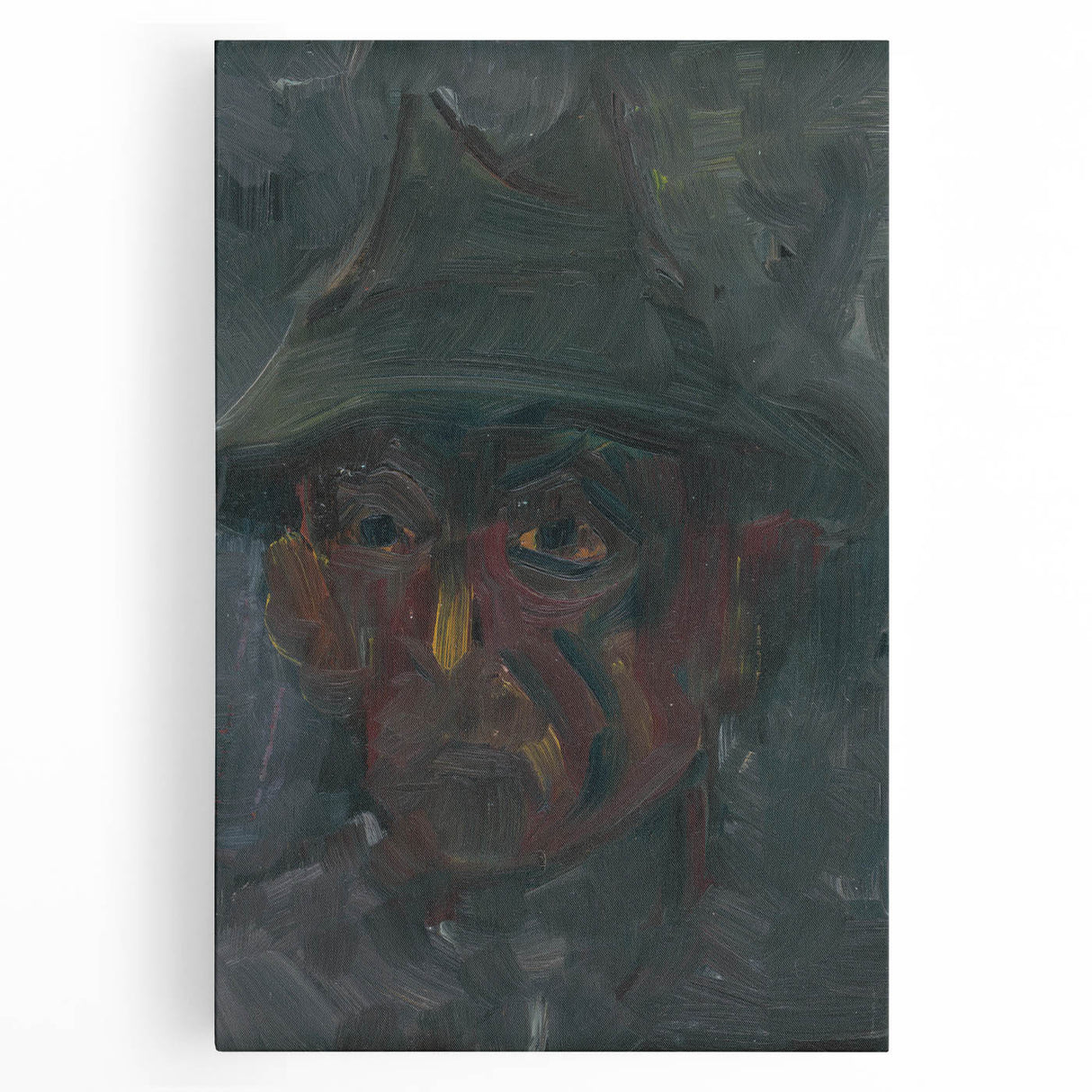 Head of a Man in a Hat - Dark Expressionist Wall Art