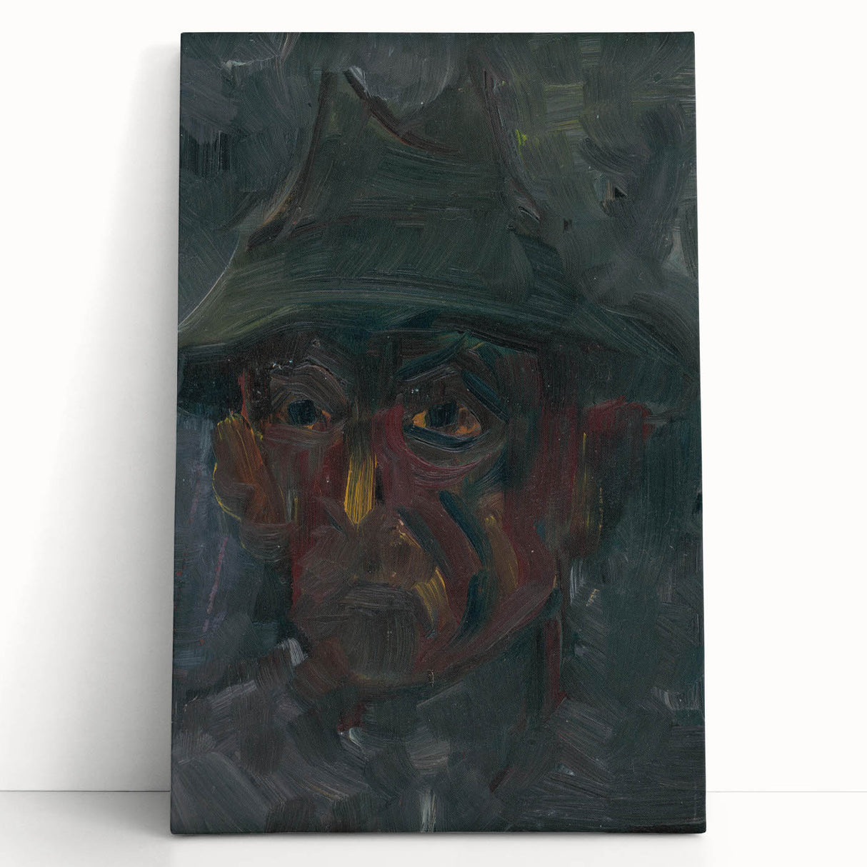 Head of a Man in a Hat - Dark Expressionist Wall Art