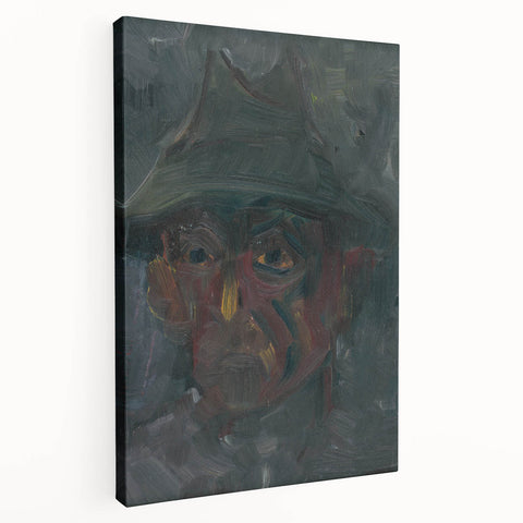 Head of a Man in a Hat - Dark Expressionist Wall Art