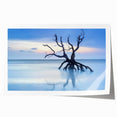 Rolled print showcasing a vibrant beach landscape with azure waters and golden sands, elegantly packaged in a sturdy cardboard tube for preservation. Perfect for coastal-themed decor.