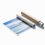 Vibrant landscape canvas print depicting serene beaches with gentle waves and golden sand, rolled and ready for display, showcasing rich colors and fine details.