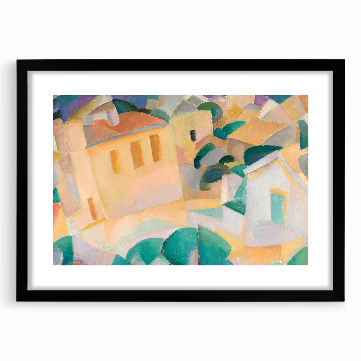 Modern Wall Art – Abstract Geometric Landscape with Soft Pastel Tones