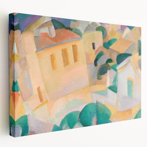 Modern Wall Art – Abstract Geometric Landscape with Soft Pastel Tones