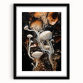 Extra large abstract art print featuring colorful textured elements, framed with mat, ideal for living room decor.