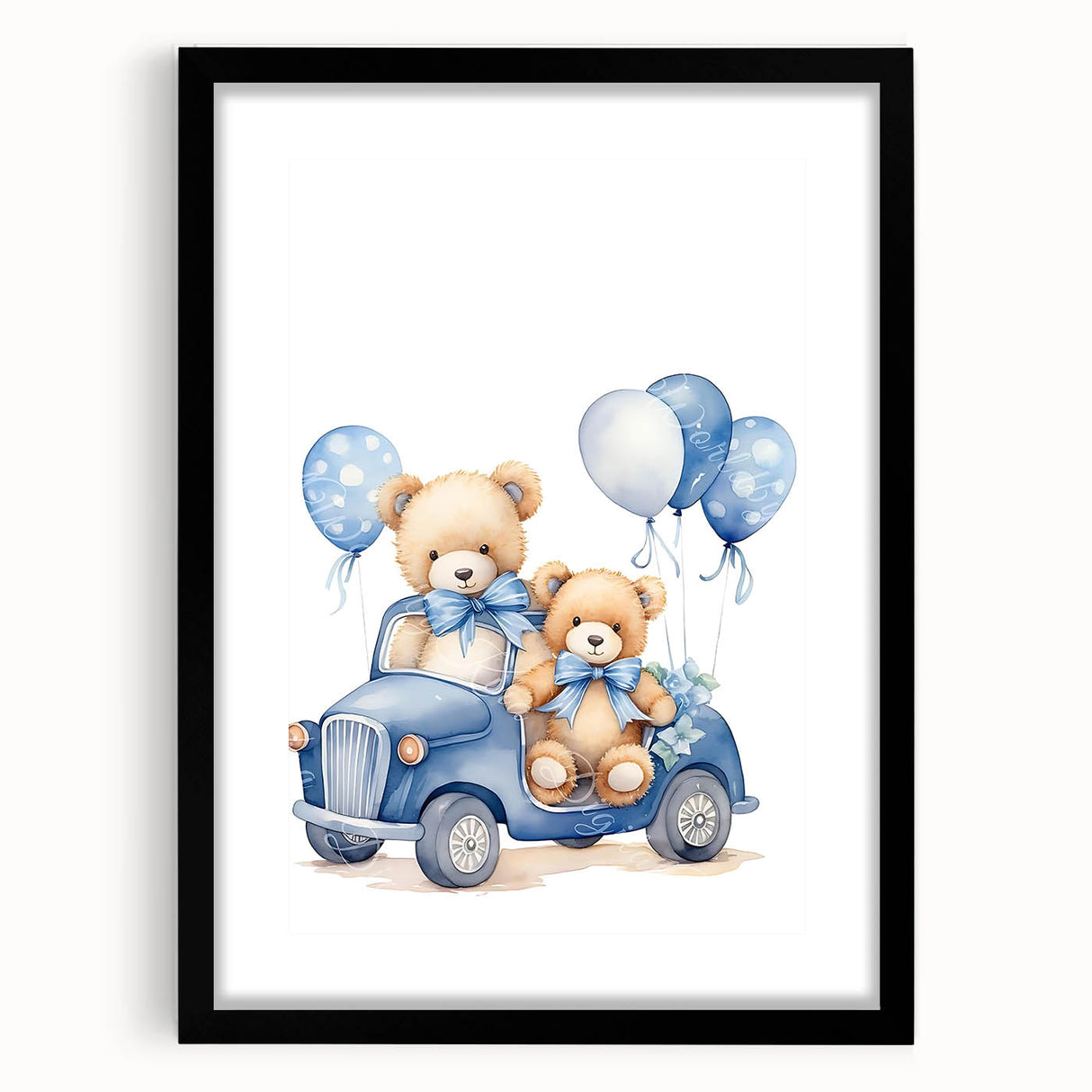 Teddy Bears in Car Nursery Wall Art – Baby Room & Kids Decor