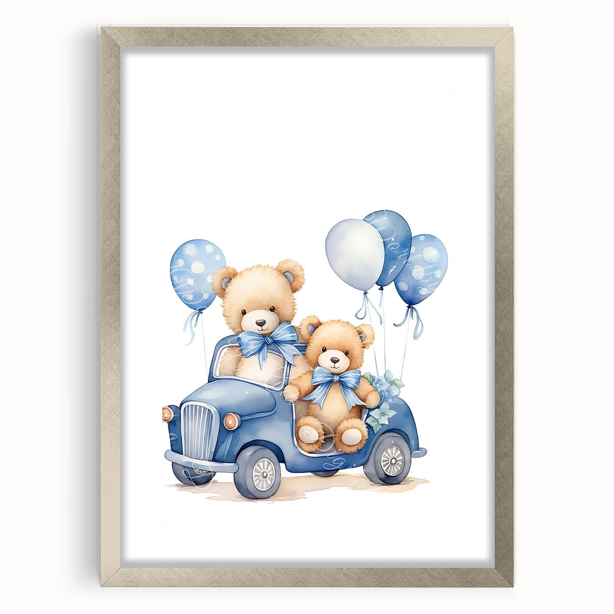 Teddy Bears in Car Nursery Wall Art – Baby Room & Kids Decor