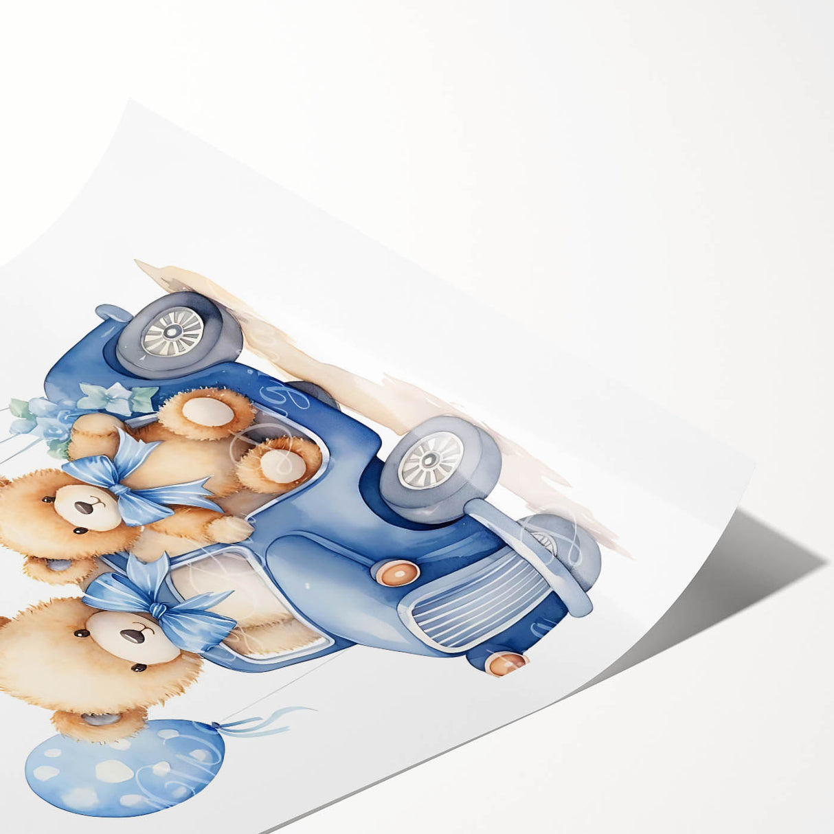 Teddy Bears in Car Nursery Wall Art – Baby Room & Kids Decor