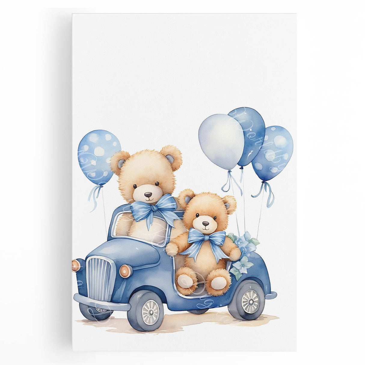Teddy Bears in Car Nursery Wall Art – Baby Room & Kids Decor