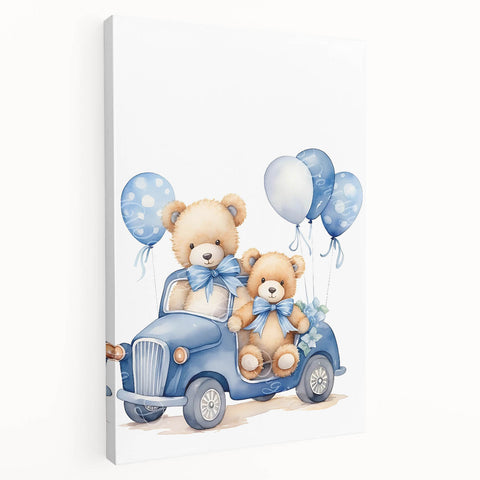 Teddy Bears in Car Nursery Wall Art – Baby Room & Kids Decor