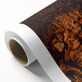 Art Deco poster of a serene fall landscape in warm orange and brown tones on rolled canvas, suited for nursery wall art.
