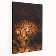 Abstract depiction of autumn in muted orange and brown hues on a large stretched canvas, ideal for kitchen wall art.