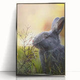 Mid-century modernist art depicting spring season in muted pastel shades on a silver-framed acrylic.