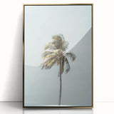 Large art print of a mid-century modernist abstract design in gold and white on acrylic, ideal for modern art wall decor.