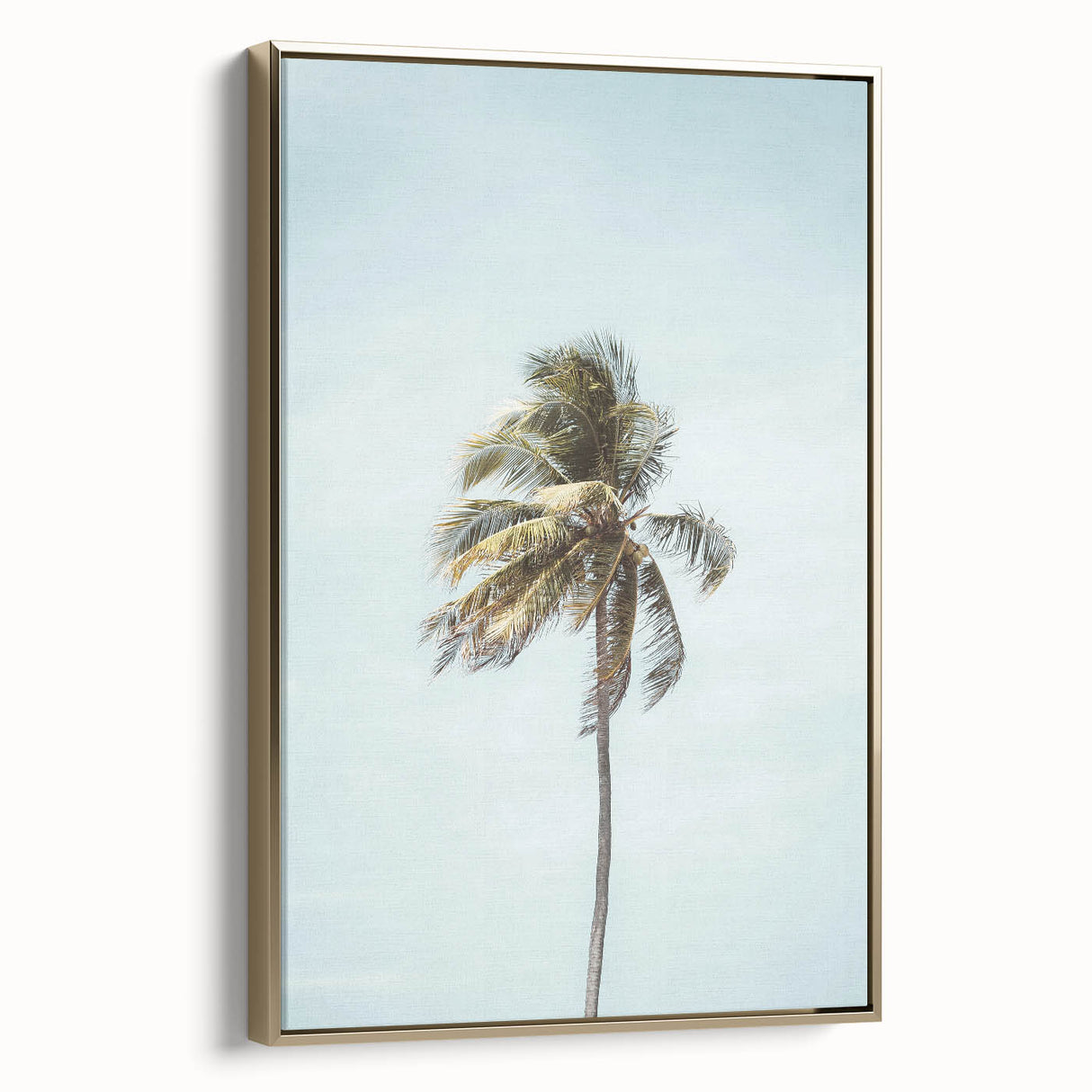Framed canvas featuring a vintage landscape painting with muted earth tones, ideal for bedroom wall art.