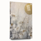 Abstract floral wall art displayed in acrylic glass, showcasing vibrant colors and intricate details, elegantly held with pins for a modern aesthetic.