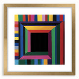 Abstract geometric frame in gold with a mat, showcasing a modern design from the front view, ideal for contemporary art displays and home decor. Perfect for enhancing interior aesthetics in living rooms or offices.