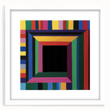 Abstract geometric frame featuring a white mat, front view displaying intricate patterns and shapes, perfect for modern home decor or artistic displays.