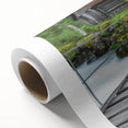 Rolled canvas artwork showcasing a vibrant landscape bridge design with intricate details and rich colors, ideal for home decor or art enthusiasts.