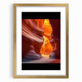 Desert landscape framed art in gold with a mat, showcasing warm hues of orange and beige, perfect for enhancing home decor or office spaces.